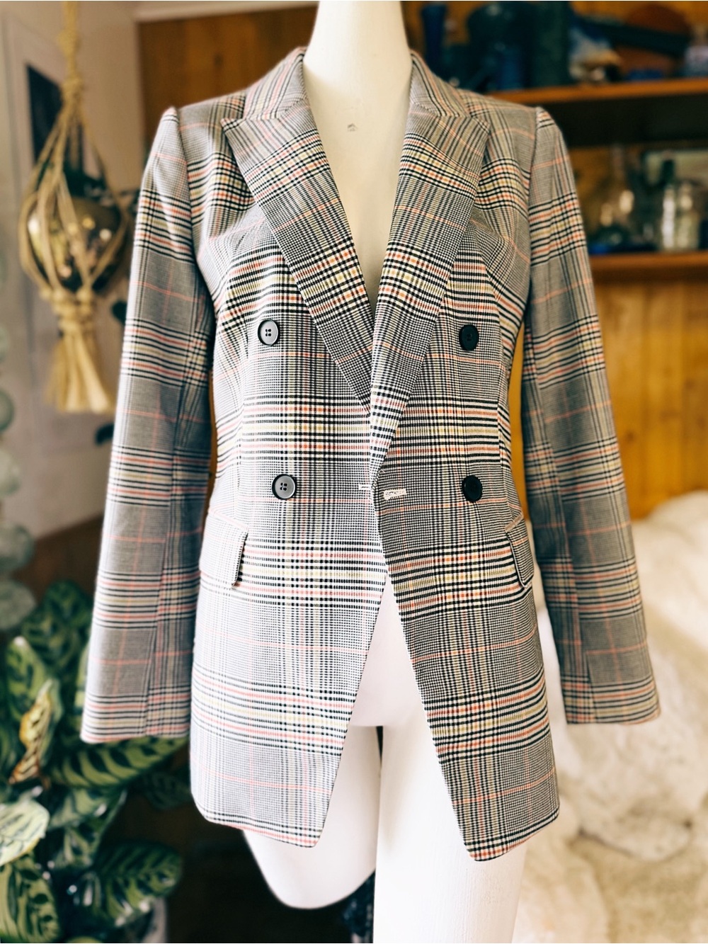 LOFT Outlet Plaid Double Breasted Blazer Women’s Size 6 NWOT